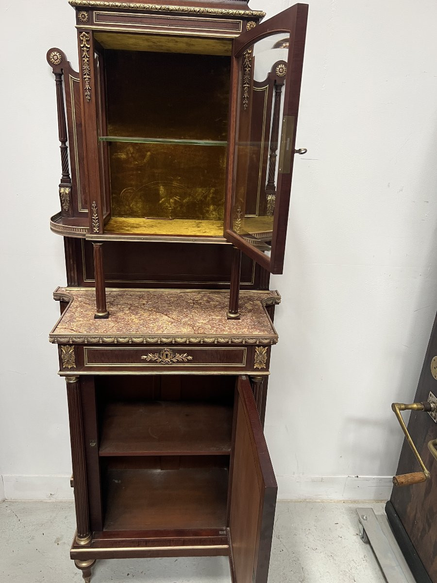 Meuble Vitrine Napoléon III en Acajou Et Bronze ciselé XIX Siècle-photo-4