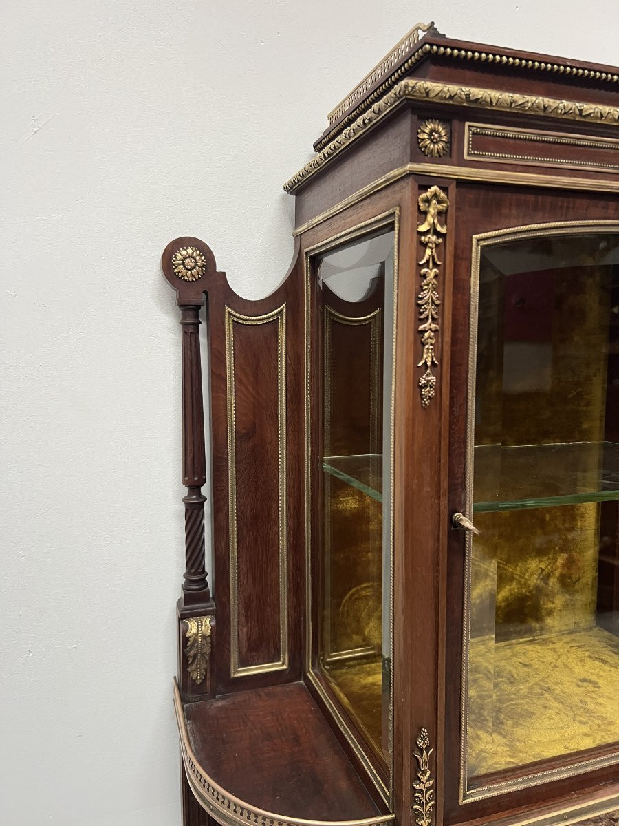 Meuble Vitrine Napoléon III en Acajou Et Bronze ciselé XIX Siècle-photo-6