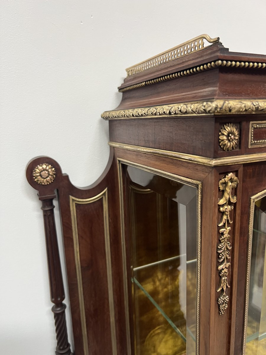 Meuble Vitrine Napoléon III en Acajou Et Bronze ciselé XIX Siècle-photo-7