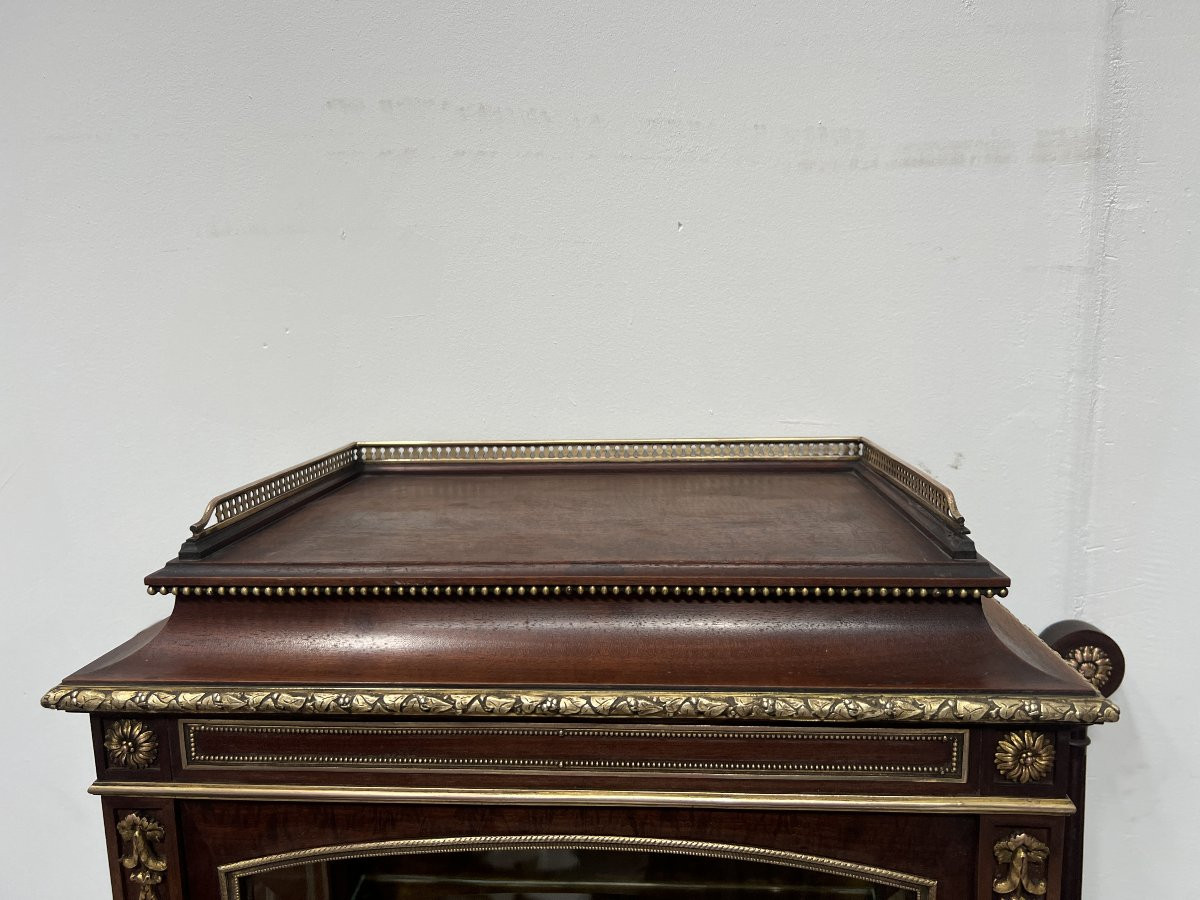 Meuble Vitrine Napoléon III en Acajou Et Bronze ciselé XIX Siècle-photo-8