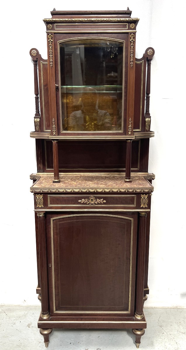Meuble Vitrine Napoléon III en Acajou Et Bronze ciselé XIX Siècle