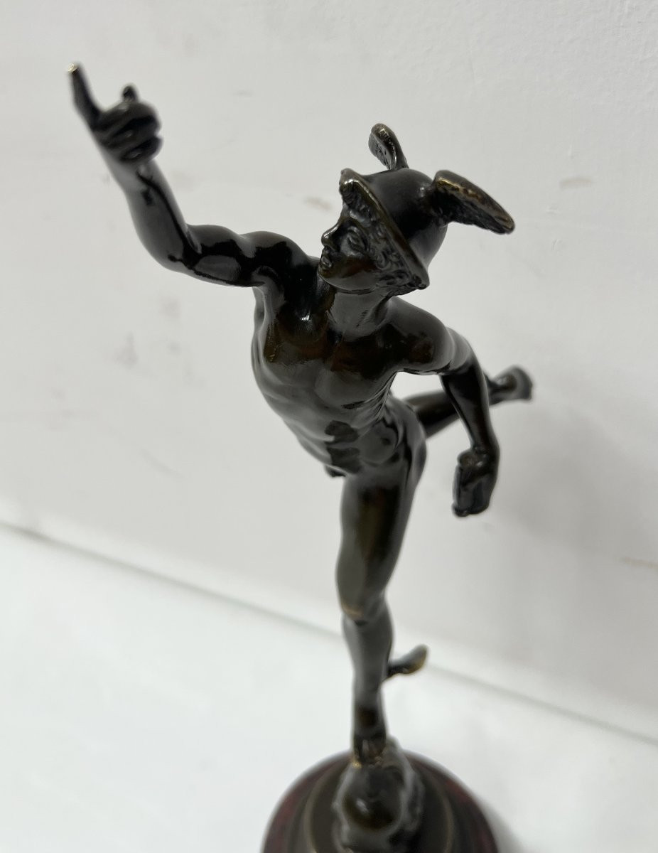 "mercury" Bronze Group With Brown Patina By Jean De Bologne. 19th Century-photo-1