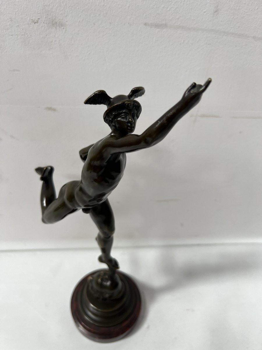 "mercury" Bronze Group With Brown Patina By Jean De Bologne. 19th Century-photo-2