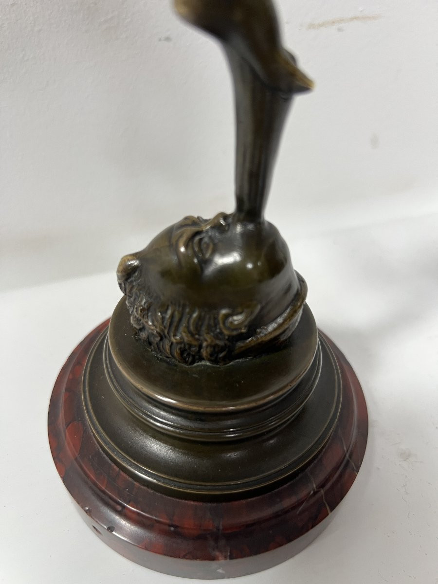 "mercury" Bronze Group With Brown Patina By Jean De Bologne. 19th Century-photo-4