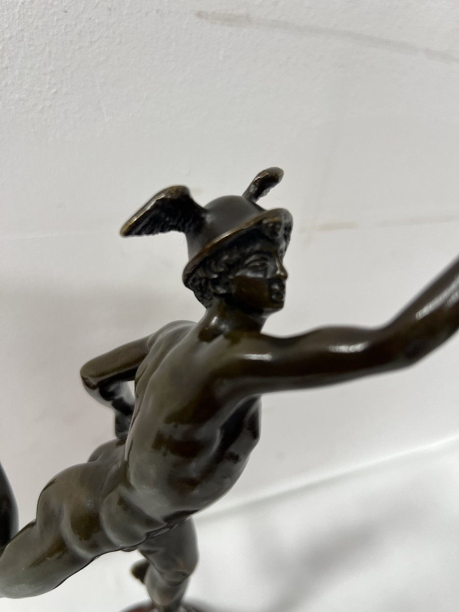 "mercury" Bronze Group With Brown Patina By Jean De Bologne. 19th Century-photo-5