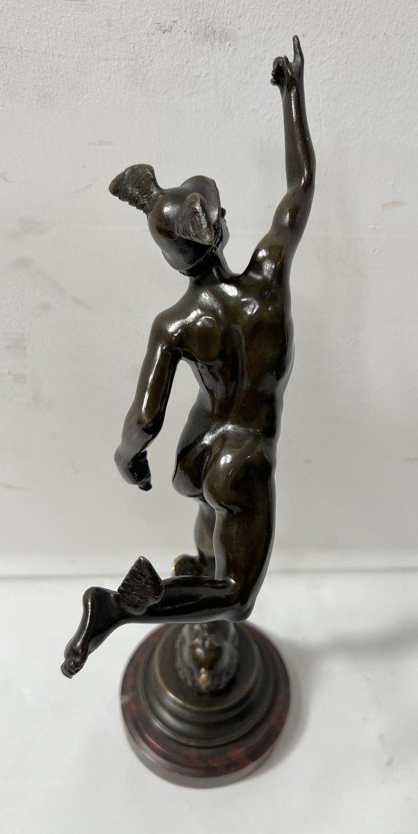 "mercury" Bronze Group With Brown Patina By Jean De Bologne. 19th Century-photo-6
