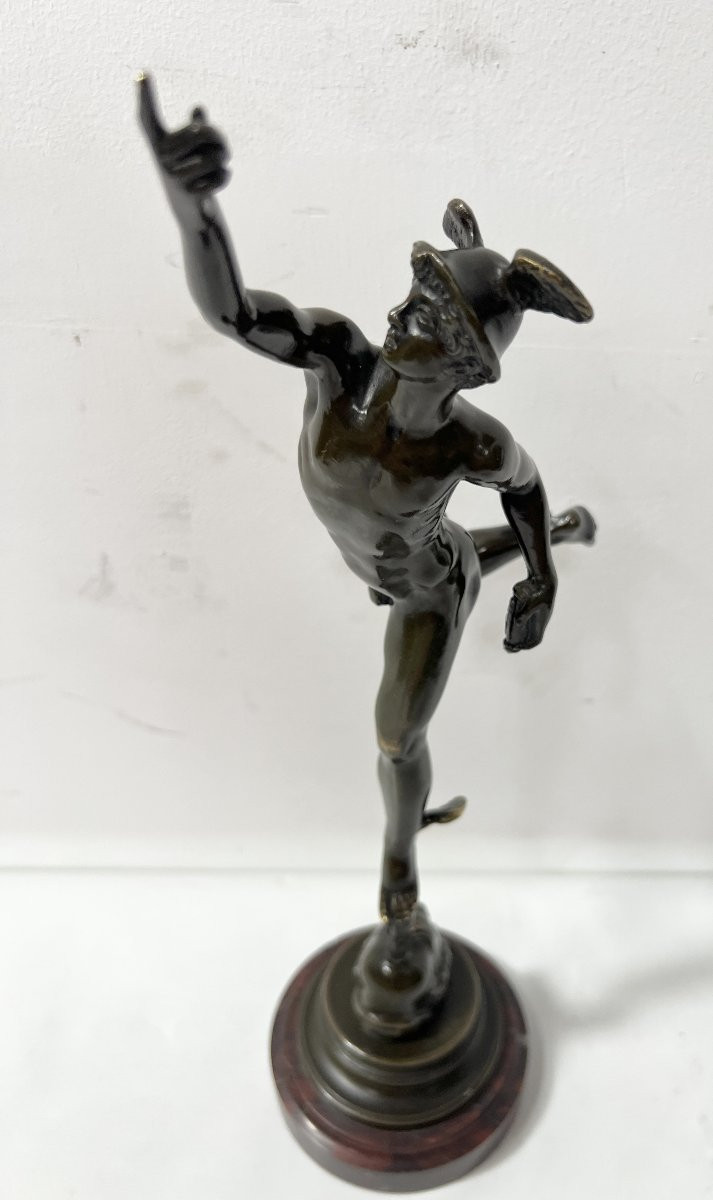 "mercury" Bronze Group With Brown Patina By Jean De Bologne. 19th Century-photo-7
