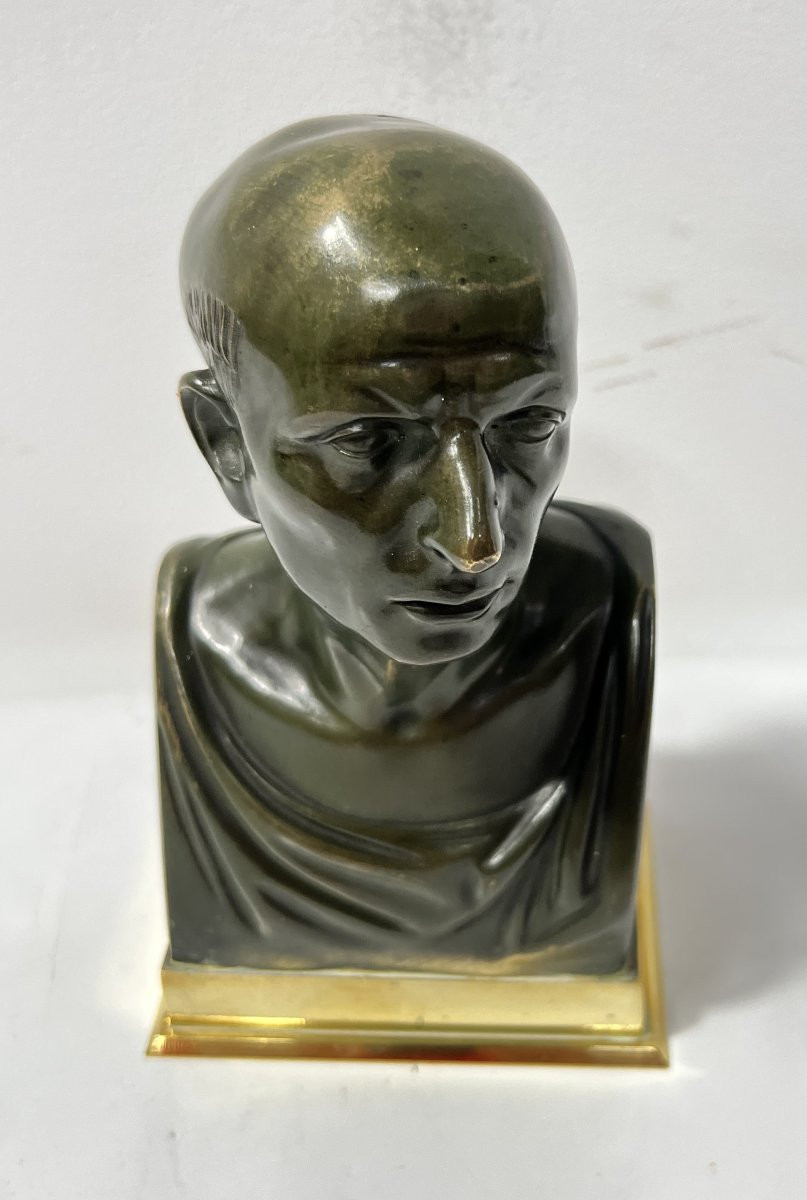 Buste de CICERON en bronze a patine brune XX siècle-photo-3
