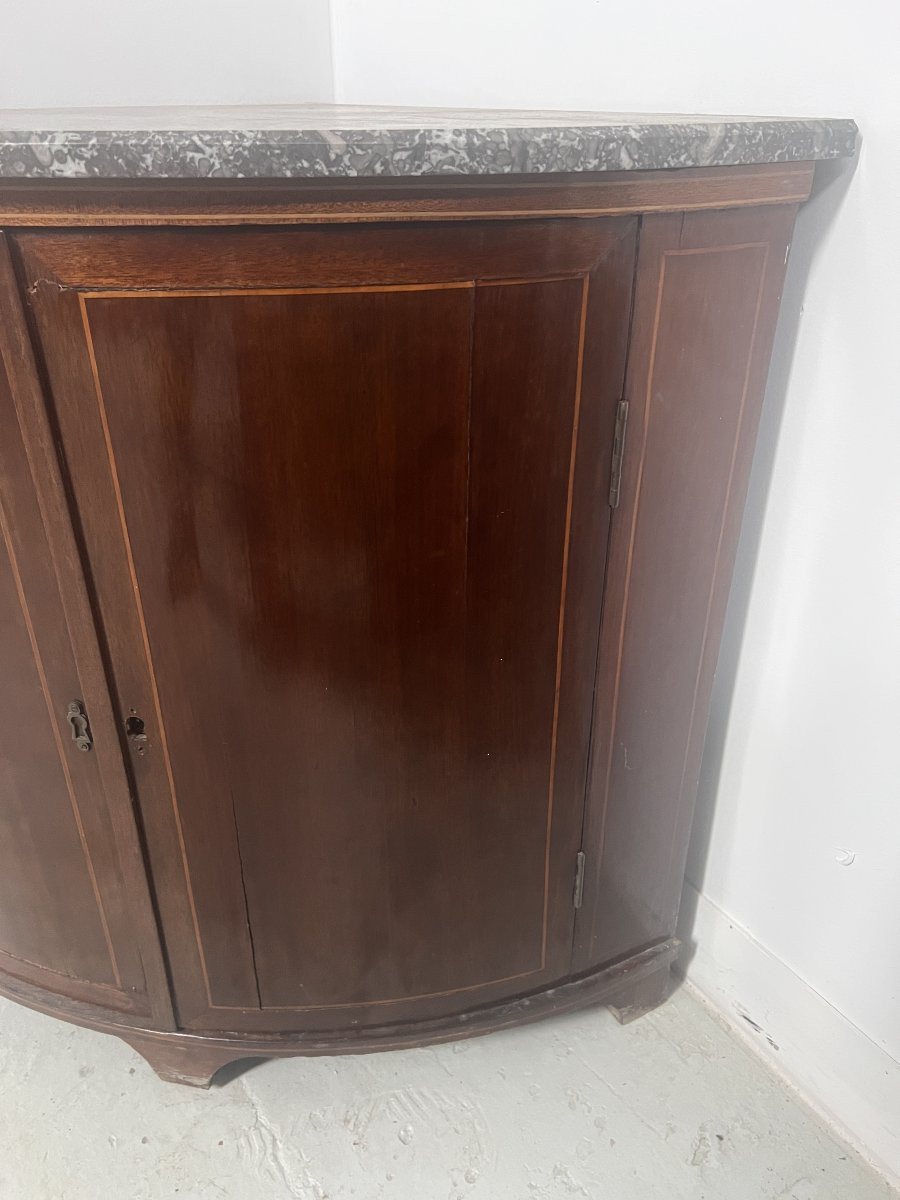 Meuble de coin en demi lune de style Louis XVI XIX Siècle-photo-4
