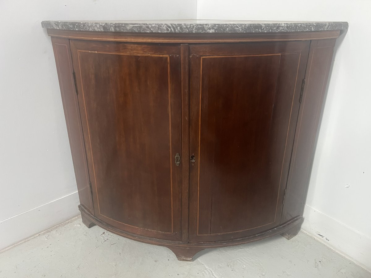 Meuble de coin en demi lune de style Louis XVI XIX Siècle-photo-1