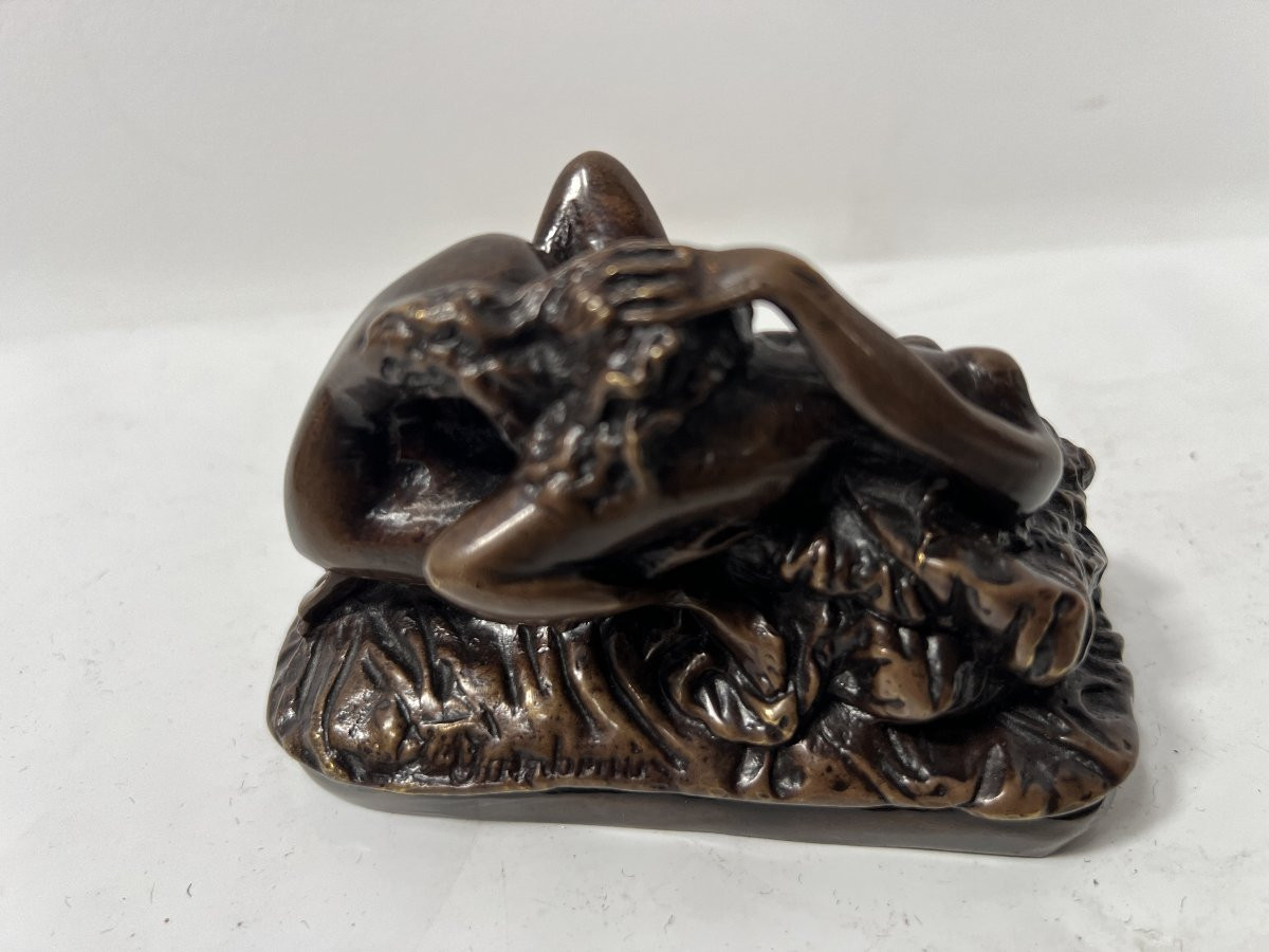 Erotic Bronze With Brown Patina "jm. Lambeaux" 20th Century-photo-1