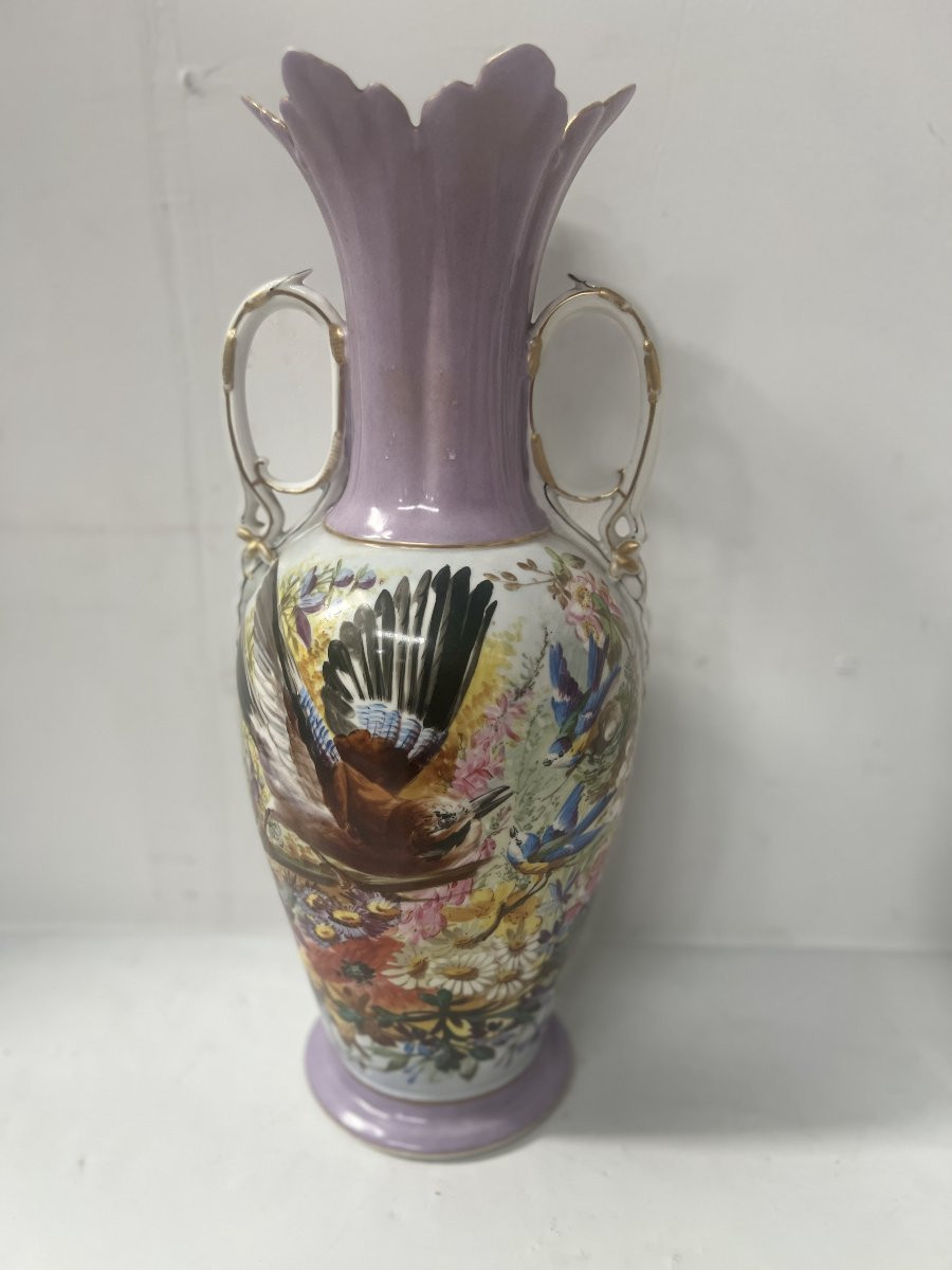 Paire de vases en porcelaine polychrome XIX siècle-photo-2