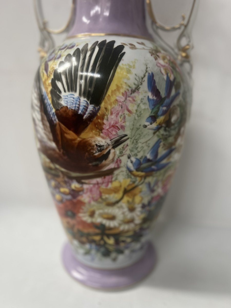 Paire de vases en porcelaine polychrome XIX siècle-photo-3