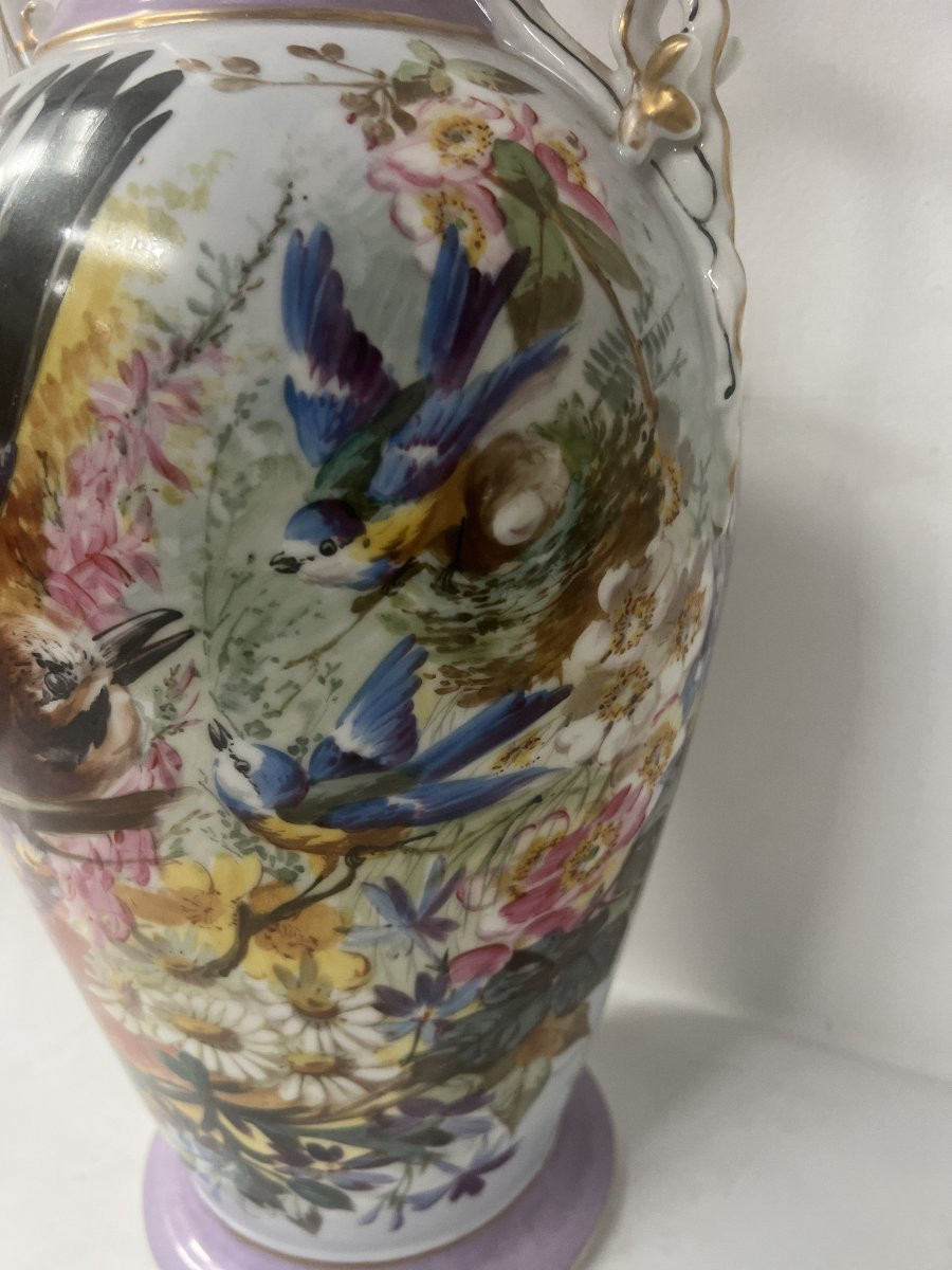 Paire de vases en porcelaine polychrome XIX siècle-photo-1