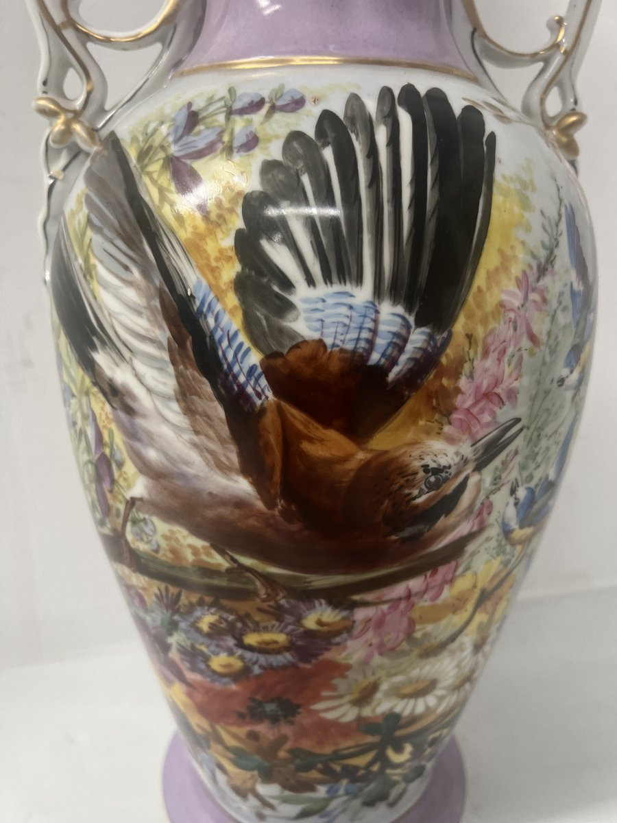 Paire de vases en porcelaine polychrome XIX siècle-photo-2