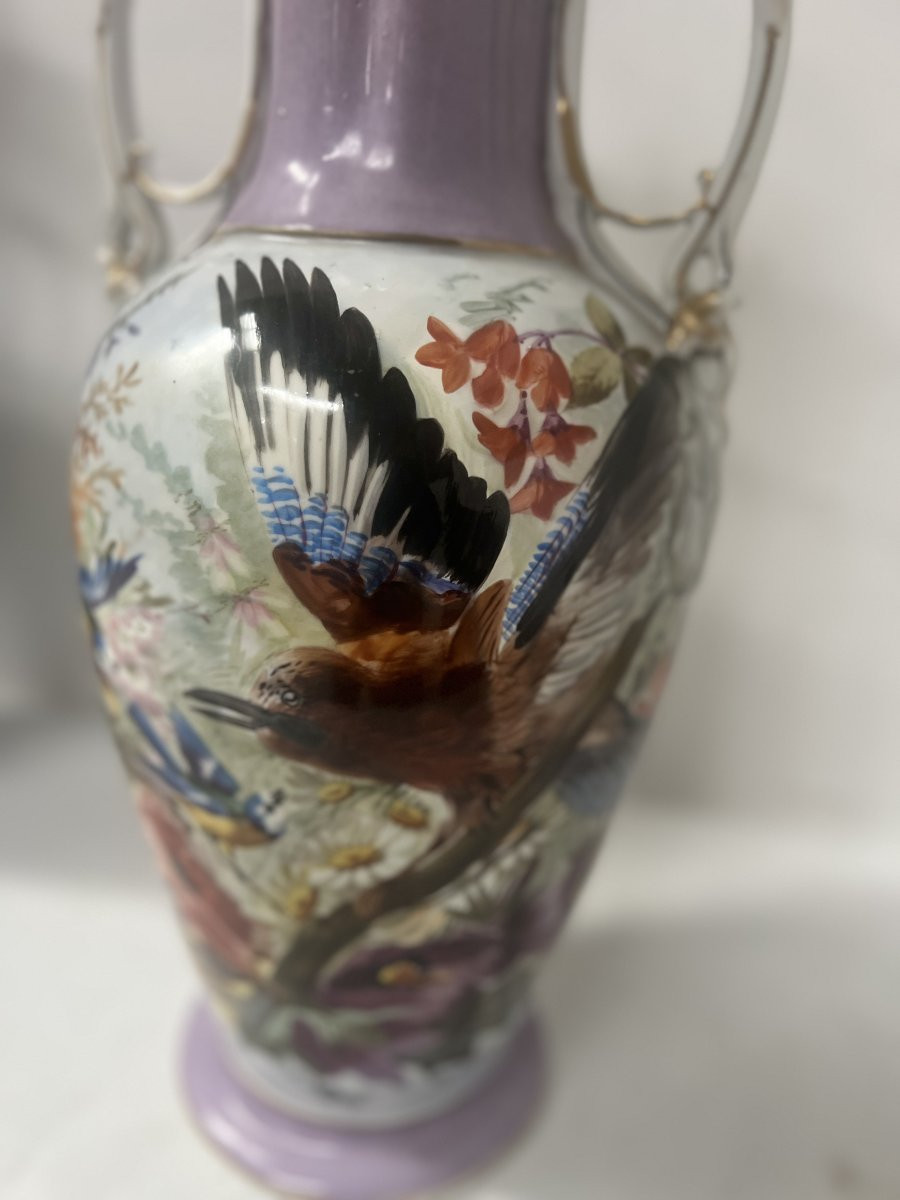 Paire de vases en porcelaine polychrome XIX siècle-photo-4