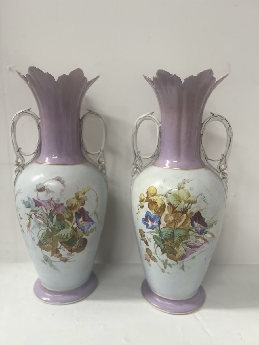 Paire de vases en porcelaine polychrome XIX siècle-photo-6