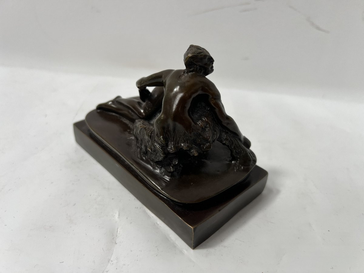 Bronze érotique a patine brune signée "S.M " XIX siècle-photo-5
