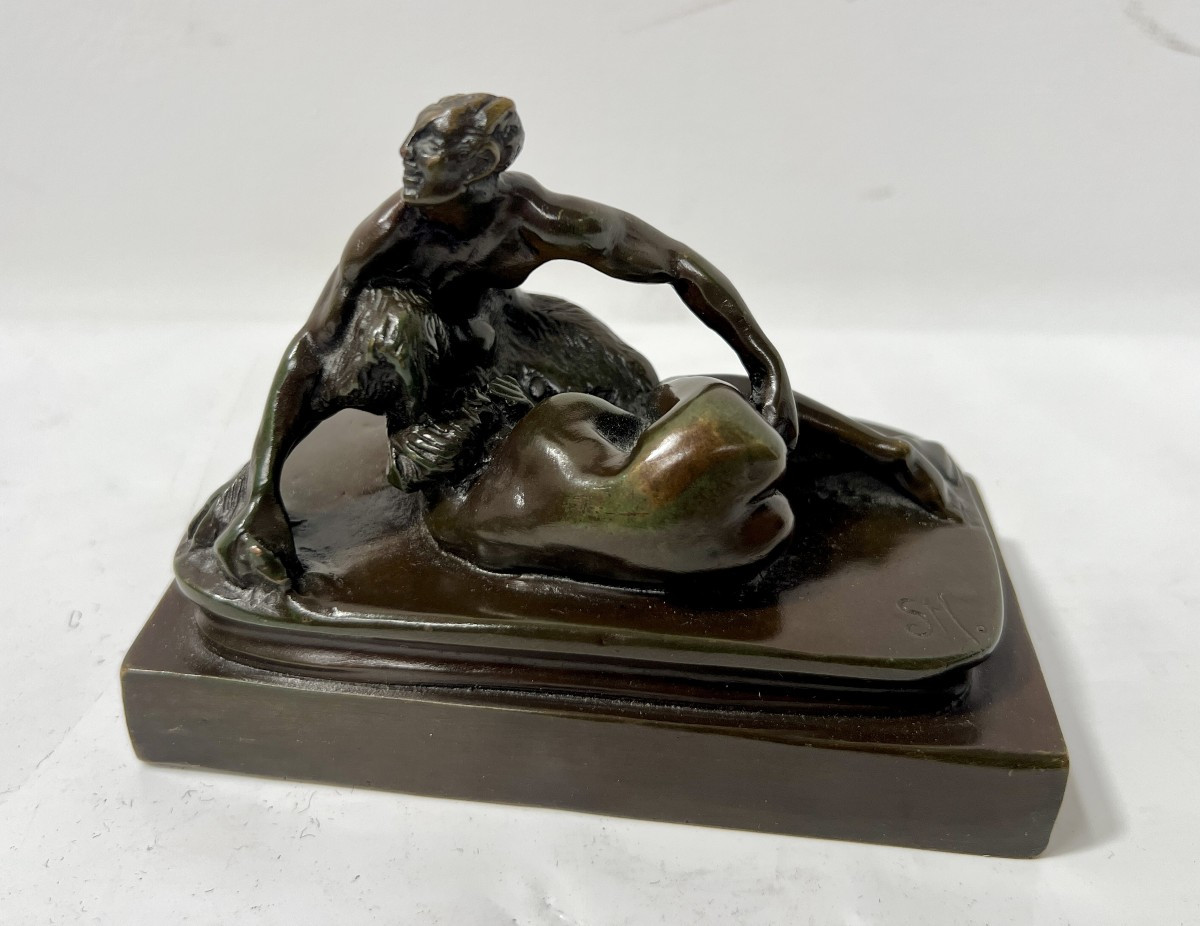 Bronze érotique a patine brune signée "S.M " XIX siècle