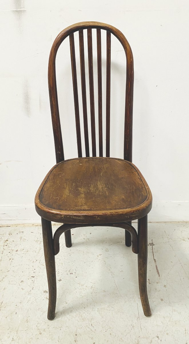 Suite de six chaises en bois courbé XX siècle-photo-2