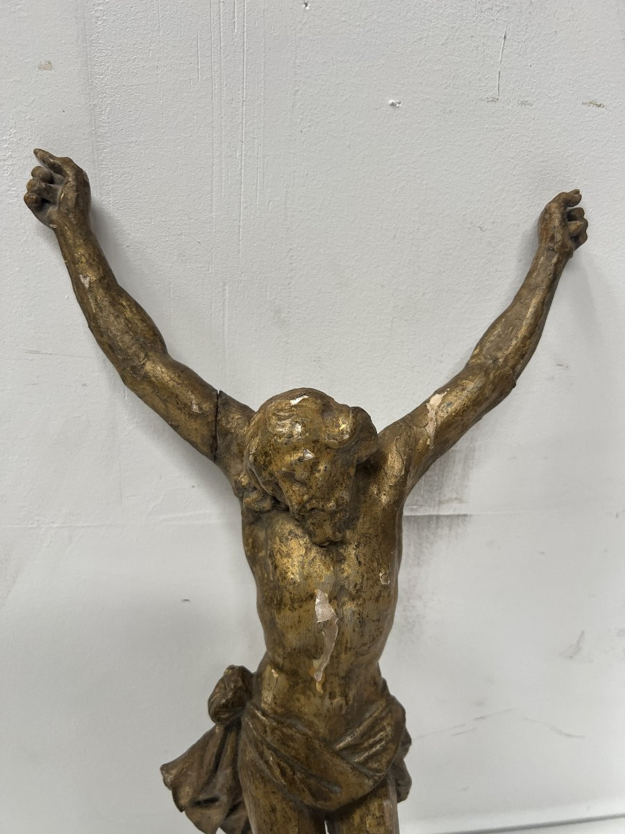 Christ In Carved And Gilded Wood, 19th Century-photo-3