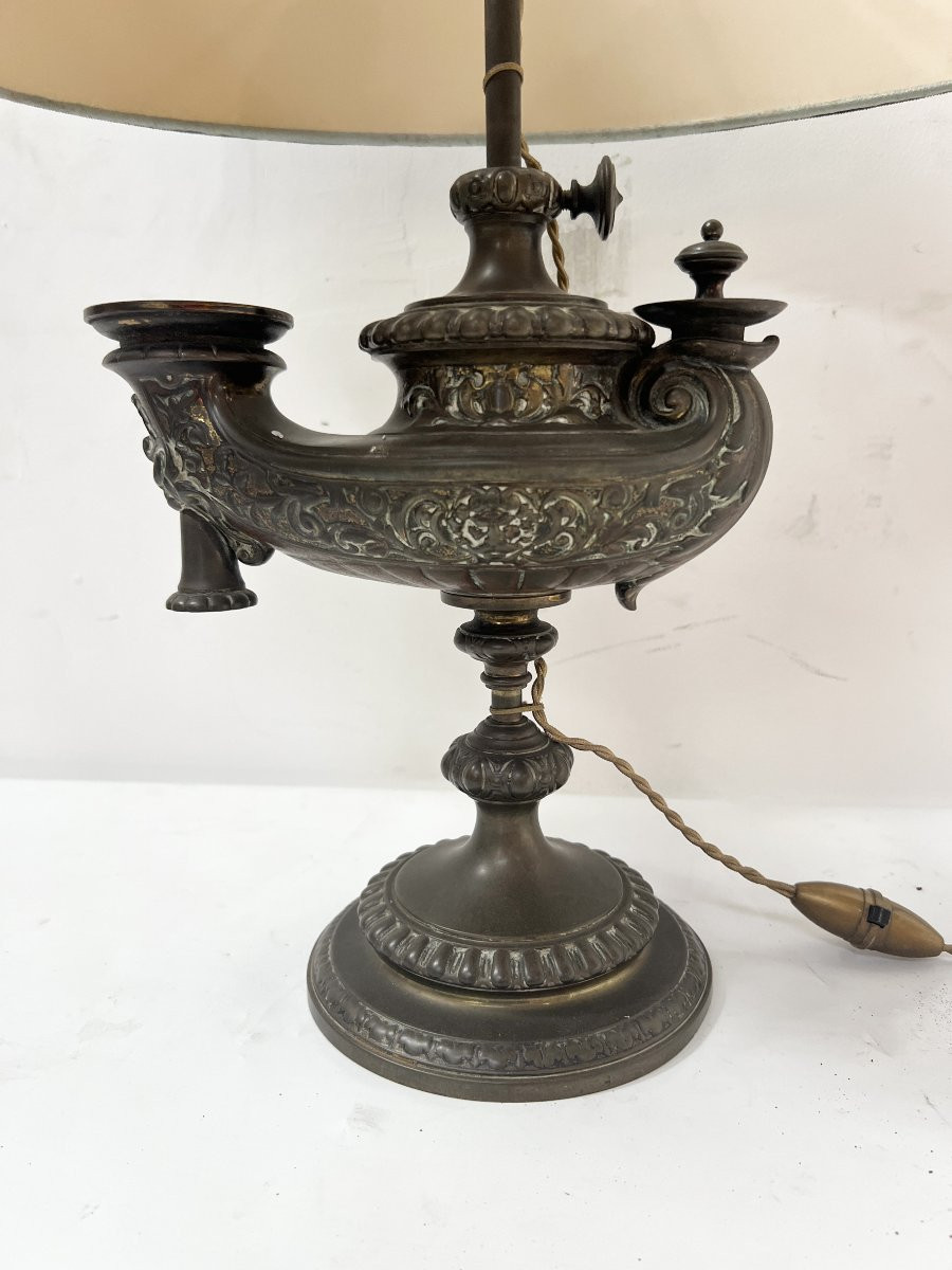 Ancienne lampe a huile mise a l'électricité XIX siècle-photo-2