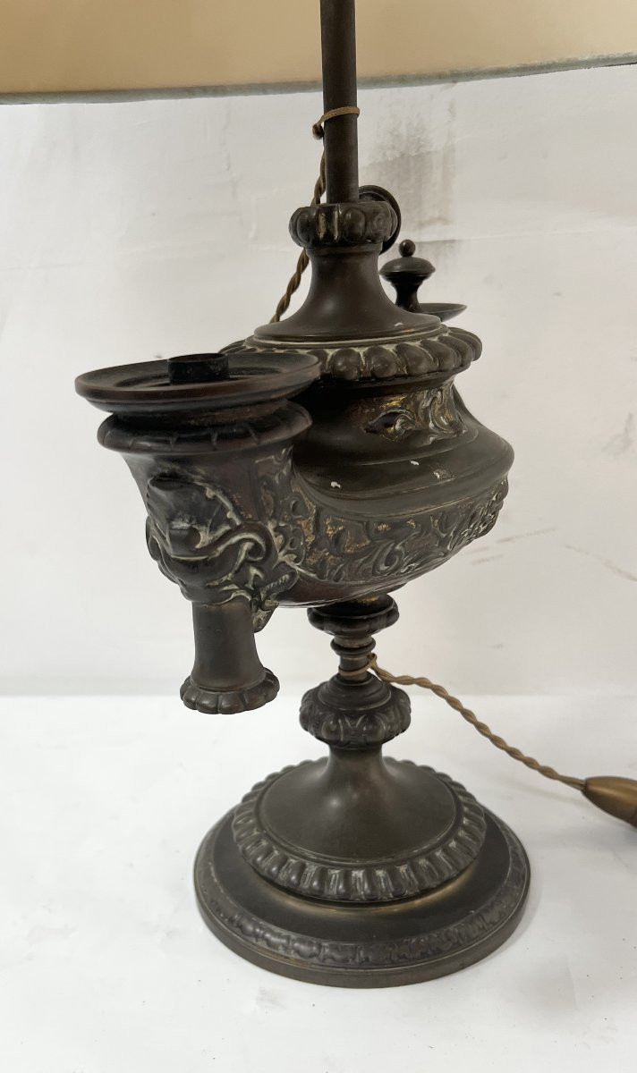 Ancienne lampe a huile mise a l'électricité XIX siècle-photo-2