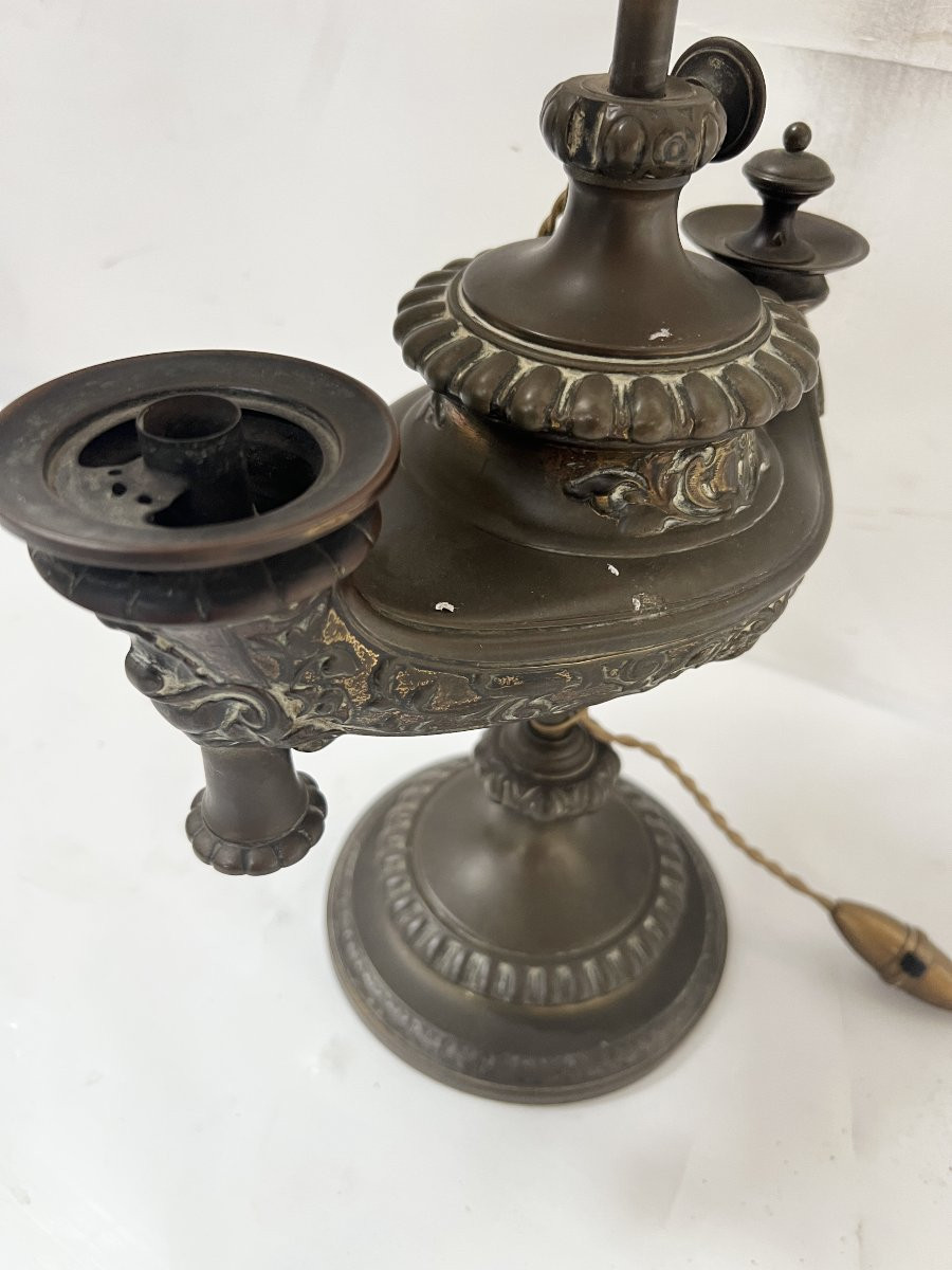 Ancienne lampe a huile mise a l'électricité XIX siècle-photo-3