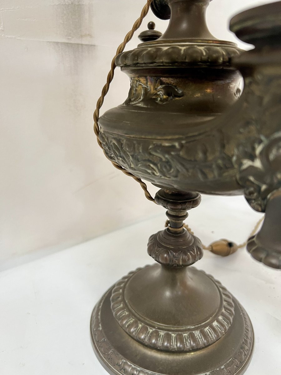 Ancienne lampe a huile mise a l'électricité XIX siècle-photo-4