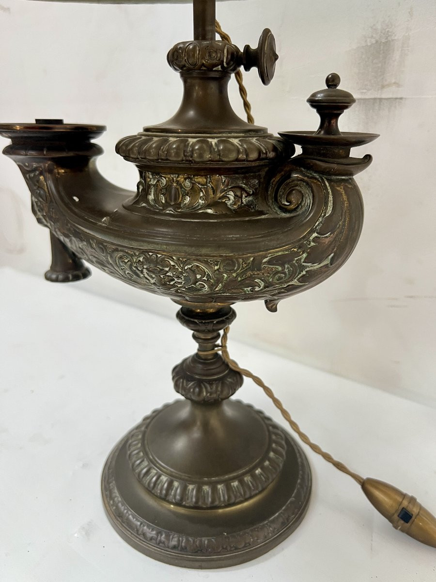Ancienne lampe a huile mise a l'électricité XIX siècle-photo-5