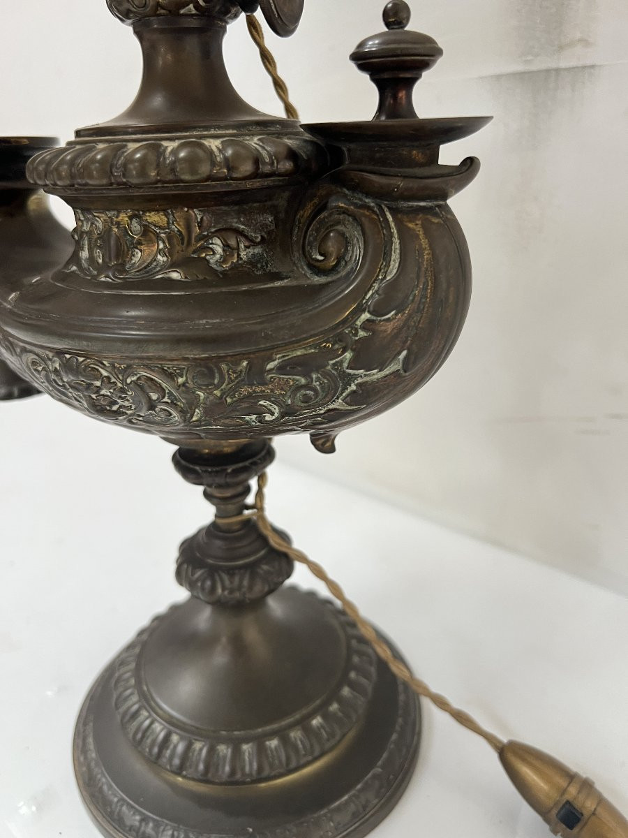 Ancienne lampe a huile mise a l'électricité XIX siècle-photo-6