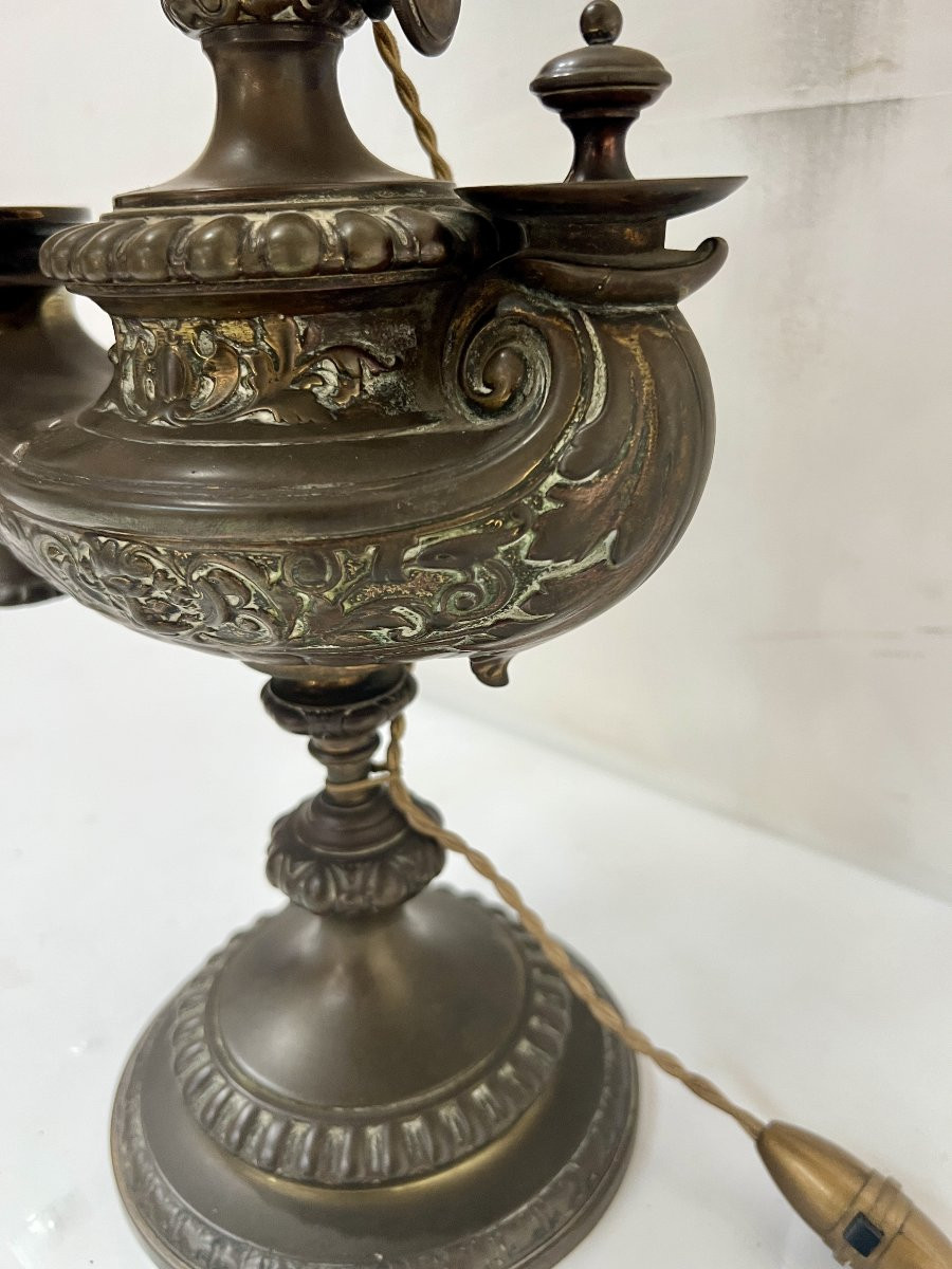 Ancienne lampe a huile mise a l'électricité XIX siècle-photo-7