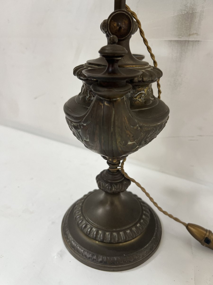 Ancienne lampe a huile mise a l'électricité XIX siècle-photo-8