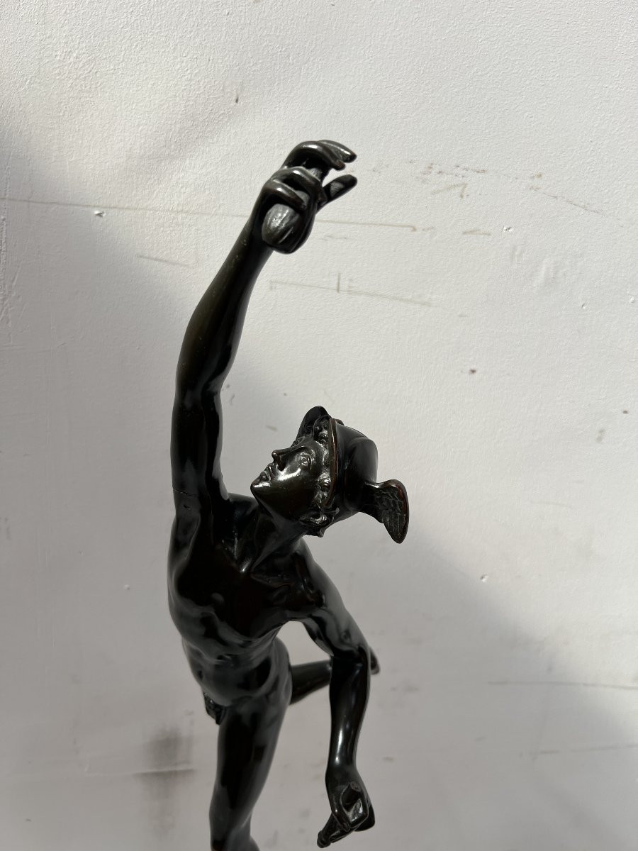 "mercury" Bronze Group With Brown Patina. 19th Century-photo-2