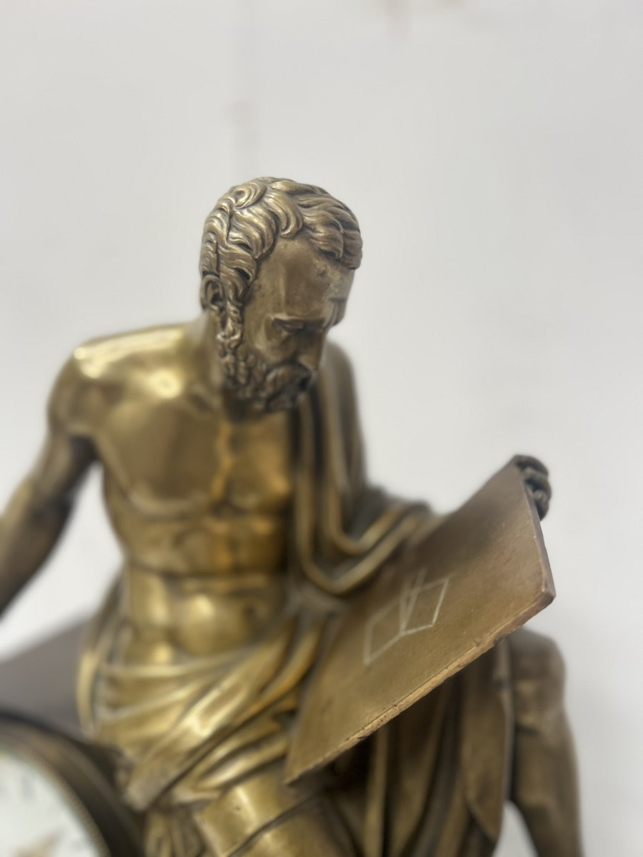 Garniture de cheminée Napoléon III en bronze et marbre XIX siècle-photo-4