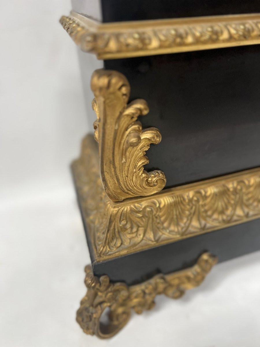 Garniture de cheminée Napoléon III en bronze et marbre XIX siècle-photo-2