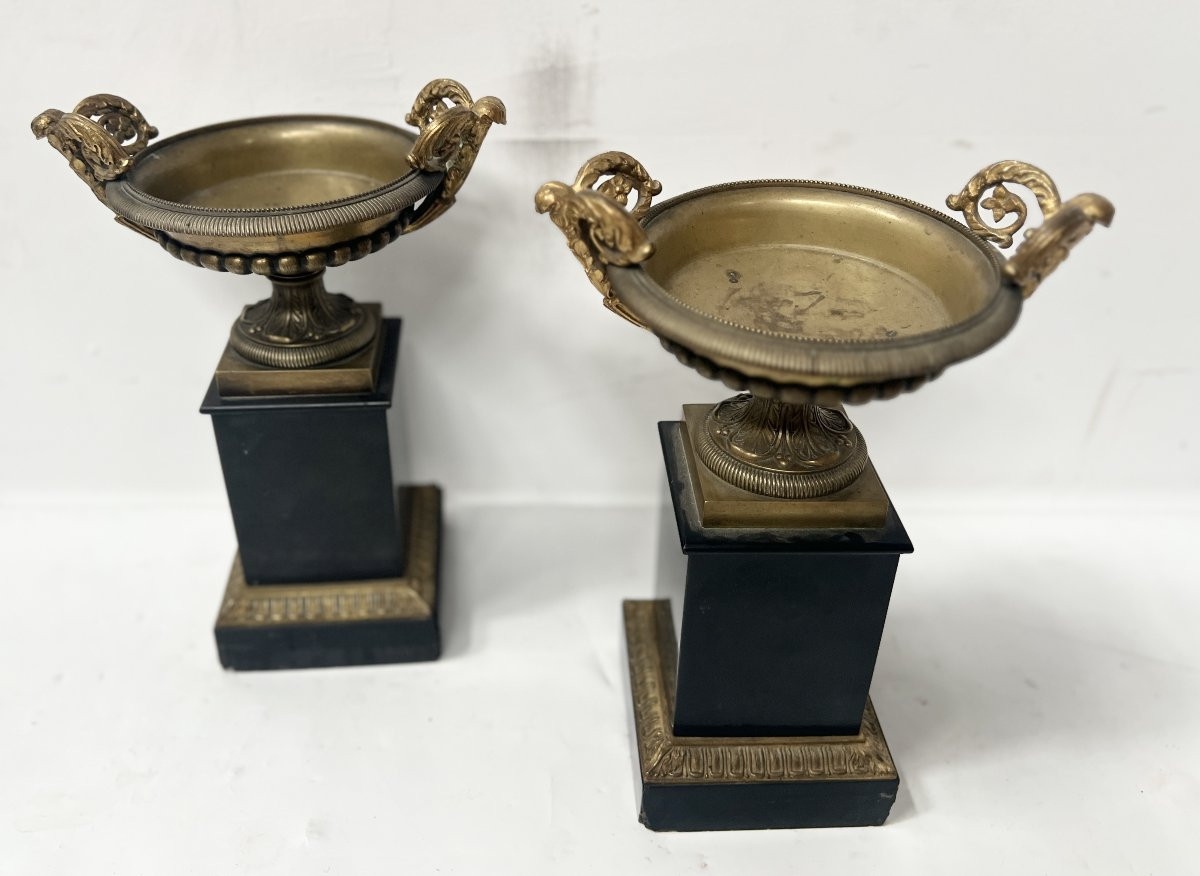 Garniture de cheminée Napoléon III en bronze et marbre XIX siècle-photo-6