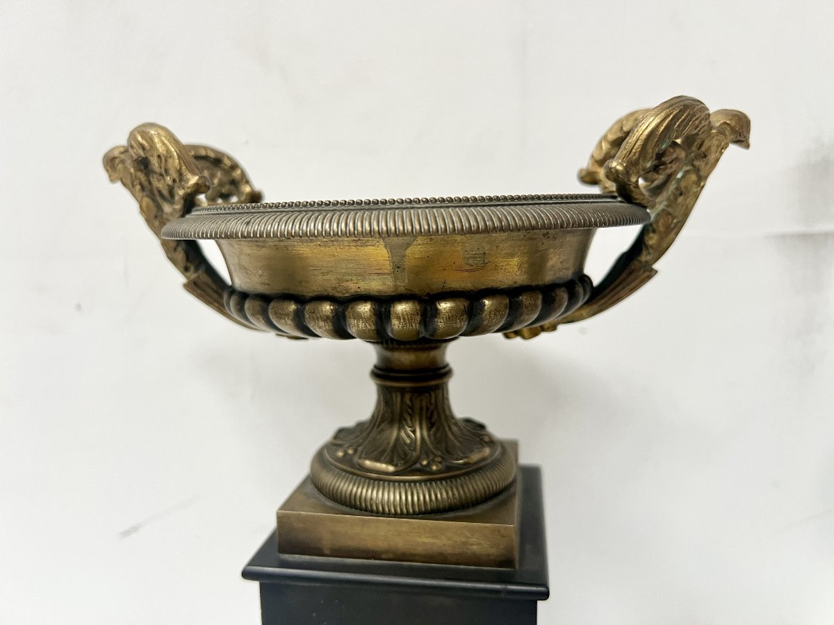 Garniture de cheminée Napoléon III en bronze et marbre XIX siècle-photo-7