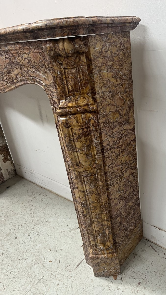 Cheminée de style Louis XV Model Pompadour Marbre brèche mouchetée XIX siècle-photo-3