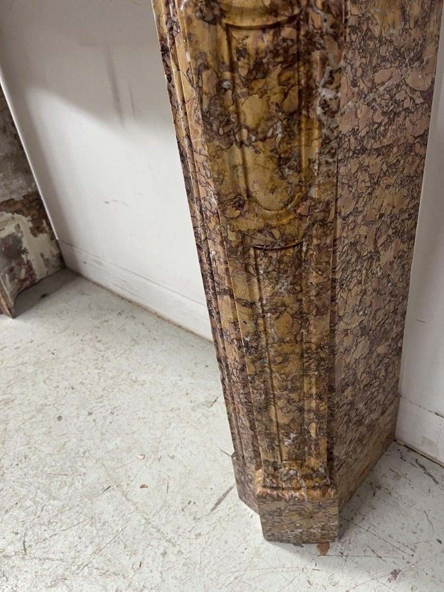 Cheminée de style Louis XV Model Pompadour Marbre brèche mouchetée XIX siècle-photo-2