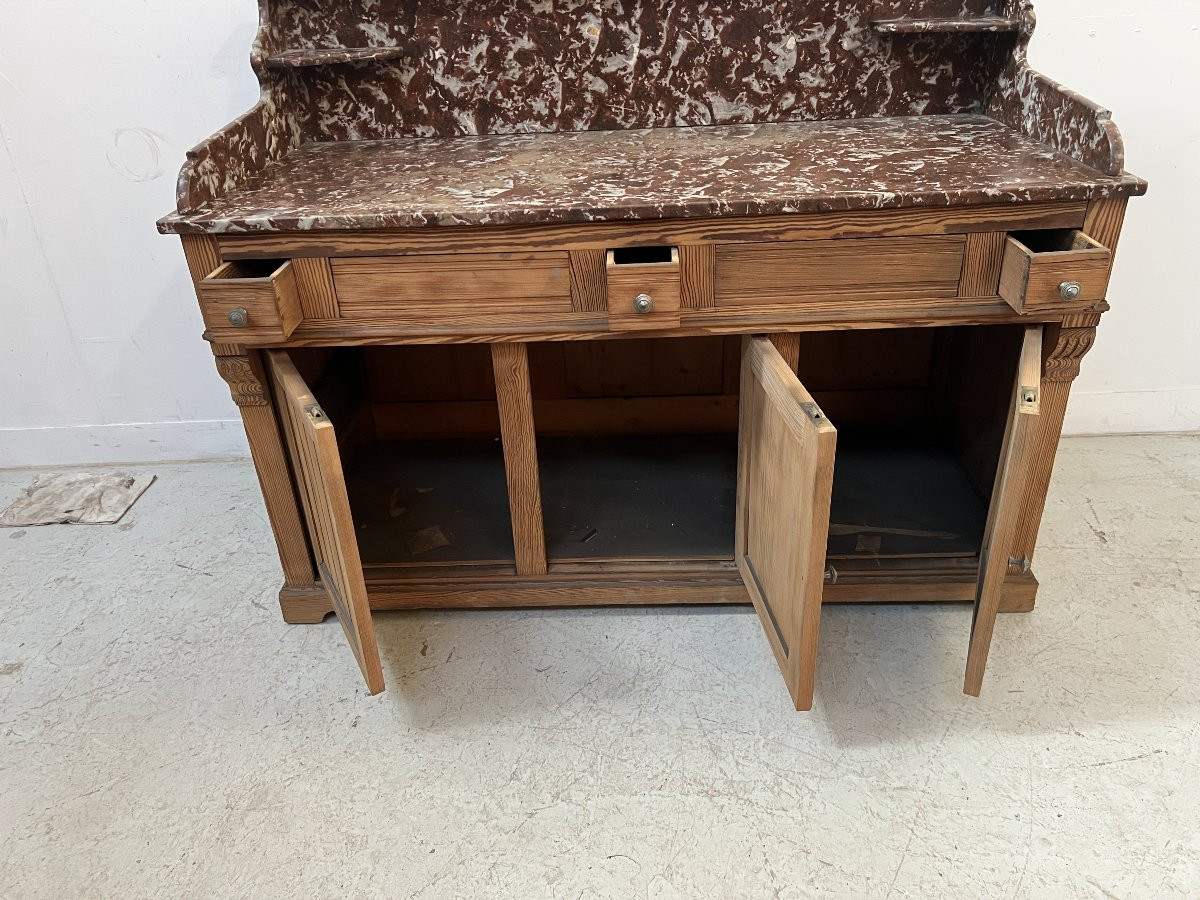 Meuble lavabo en sapin massif XX siècle-photo-3