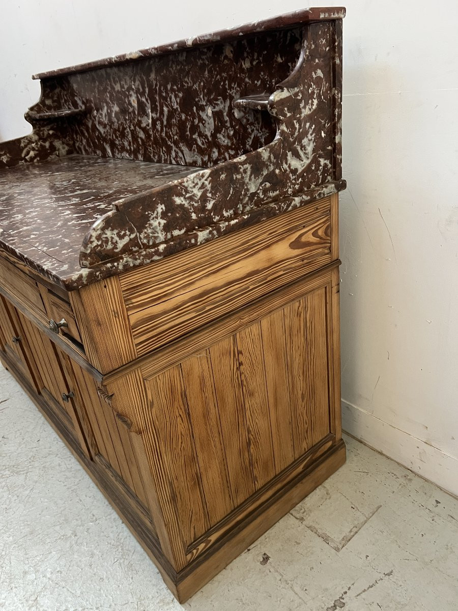 Meuble lavabo en sapin massif XX siècle-photo-4