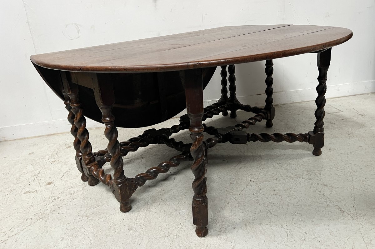 Imposing Gateleg Table In Solid Oak, 19th Century-photo-2