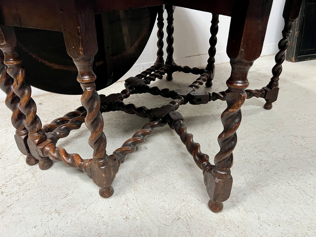 Imposing Gateleg Table In Solid Oak, 19th Century-photo-3