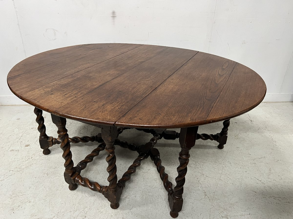 Imposing Gateleg Table In Solid Oak, 19th Century-photo-5