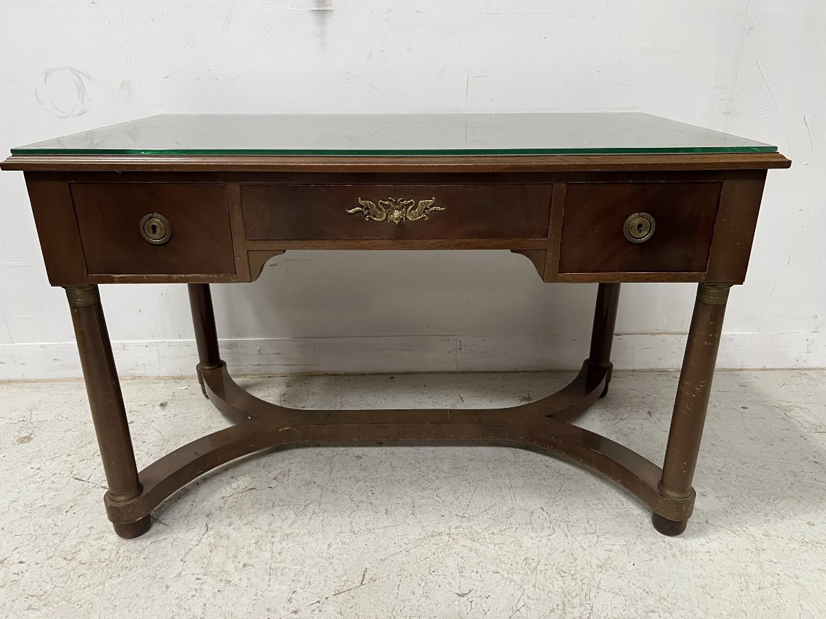 Bureau de style Empire en acajou et placage XXieme siècle-photo-2