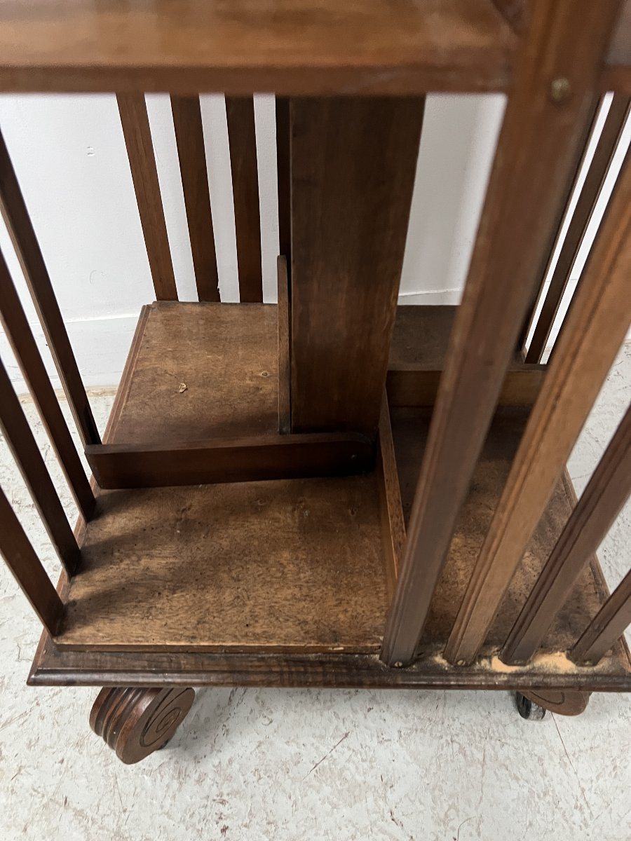 Bibliothèque Tournante En Acajou A Plateau Marqueté XIX Siècle-photo-1