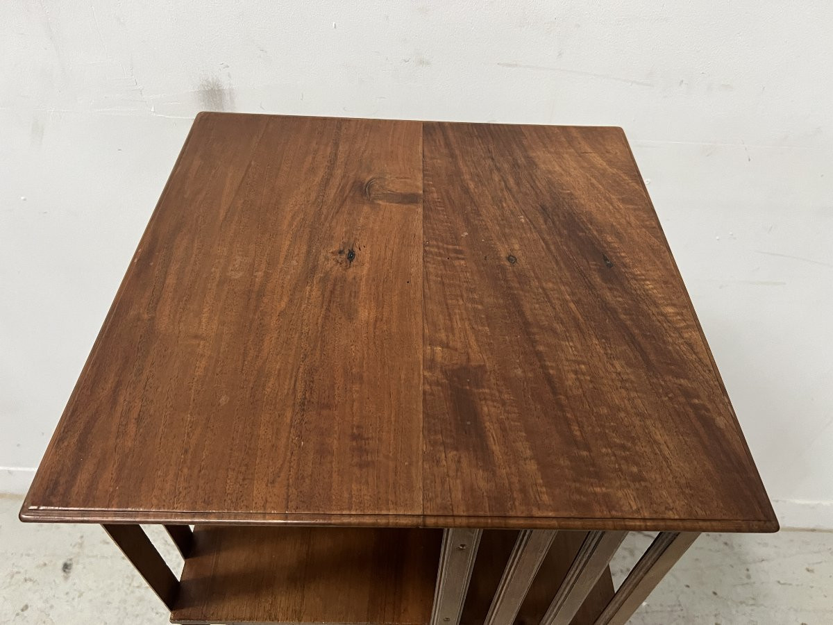 Bibliothèque Tournante En Acajou A Plateau Marqueté XIX Siècle-photo-4