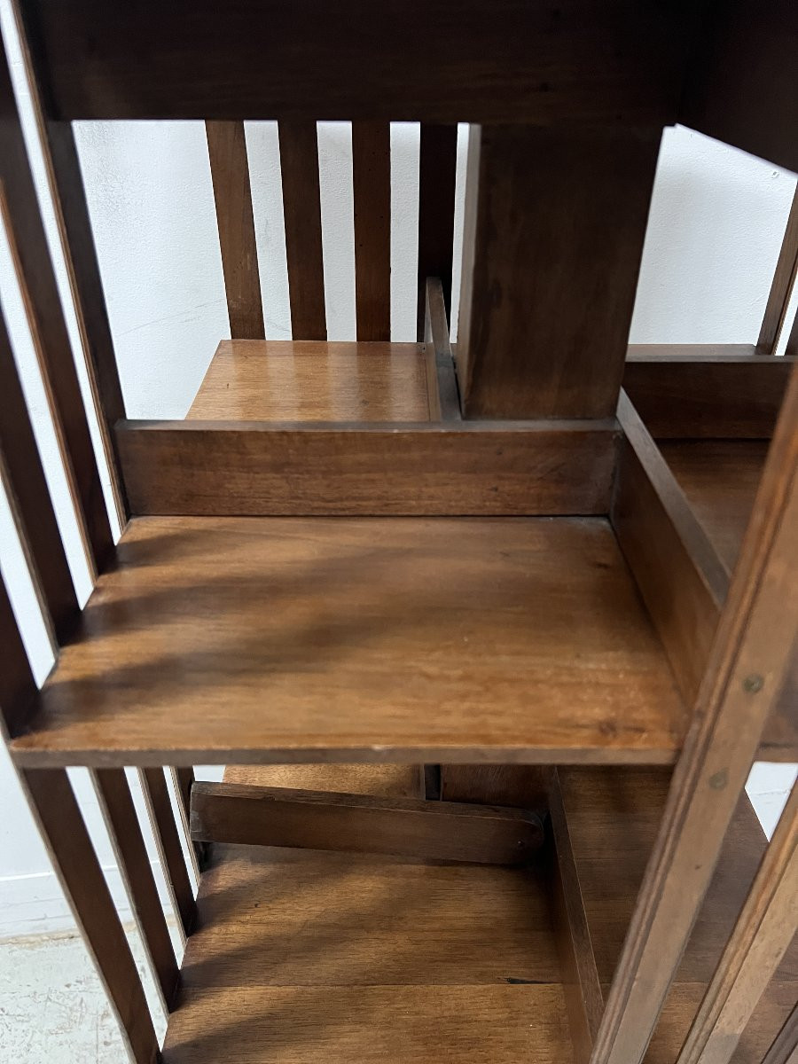 Bibliothèque Tournante En Acajou A Plateau Marqueté XIX Siècle-photo-5