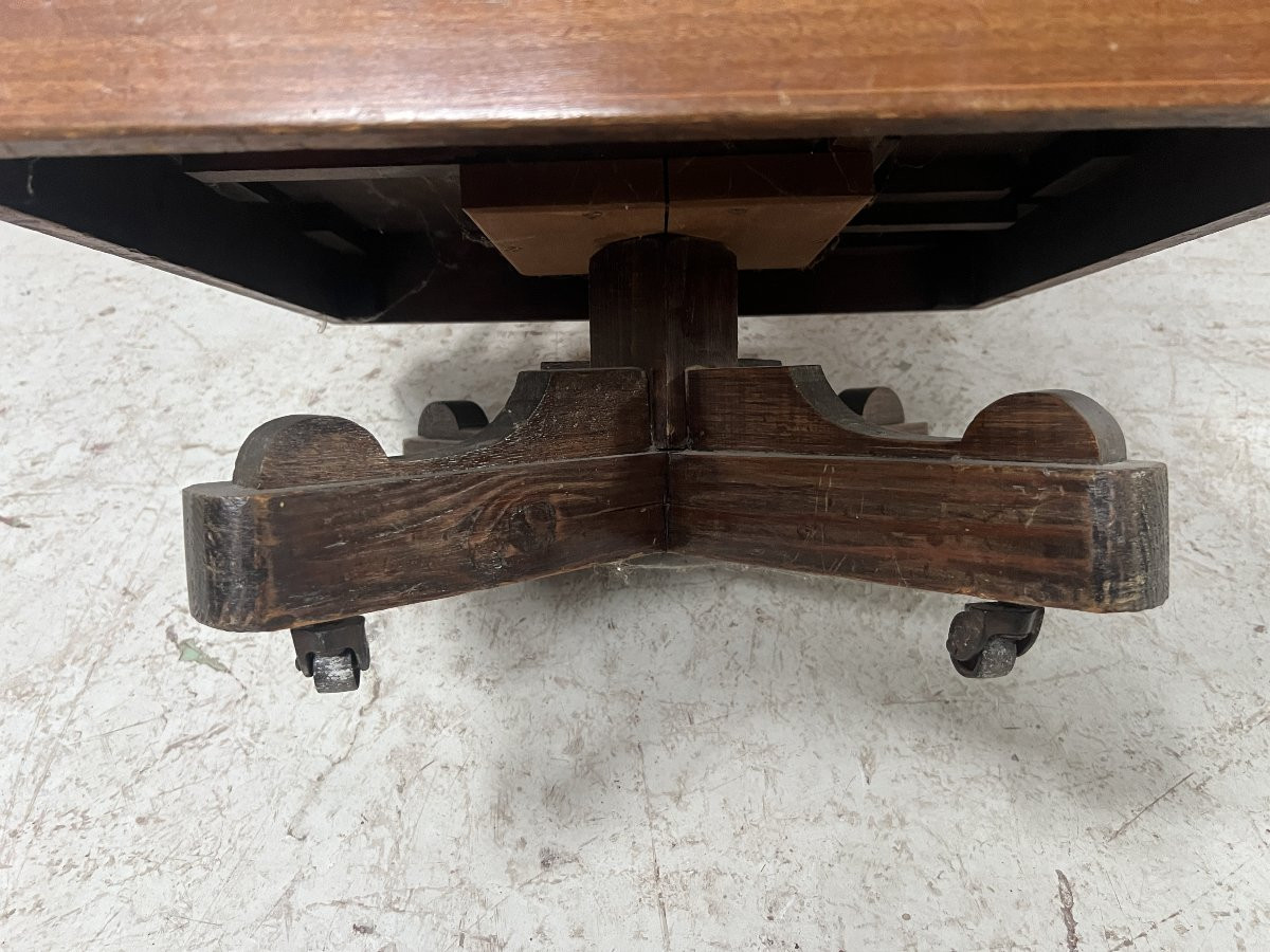 20th Century Mahogany Revolving Bookcase With Marquetry Top-photo-2